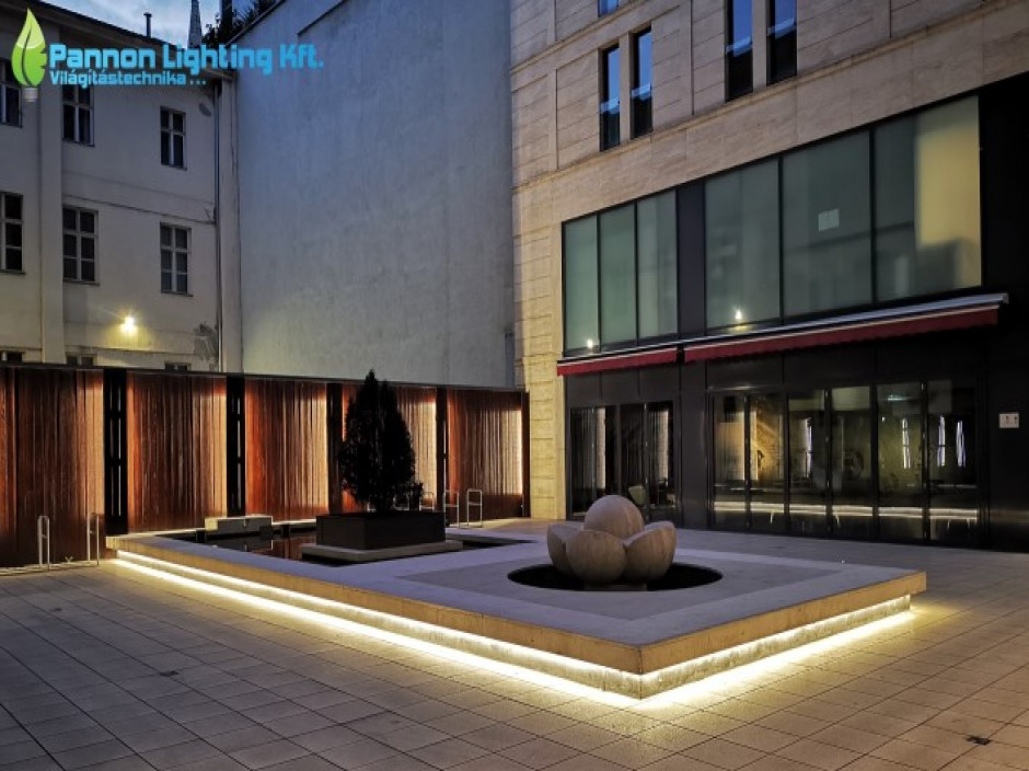 kültéri világításkorszerűsítés a budapesti First Site átjáróban